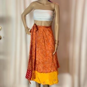 Double Layer Reversible Silk Wrap Skirt/Dress